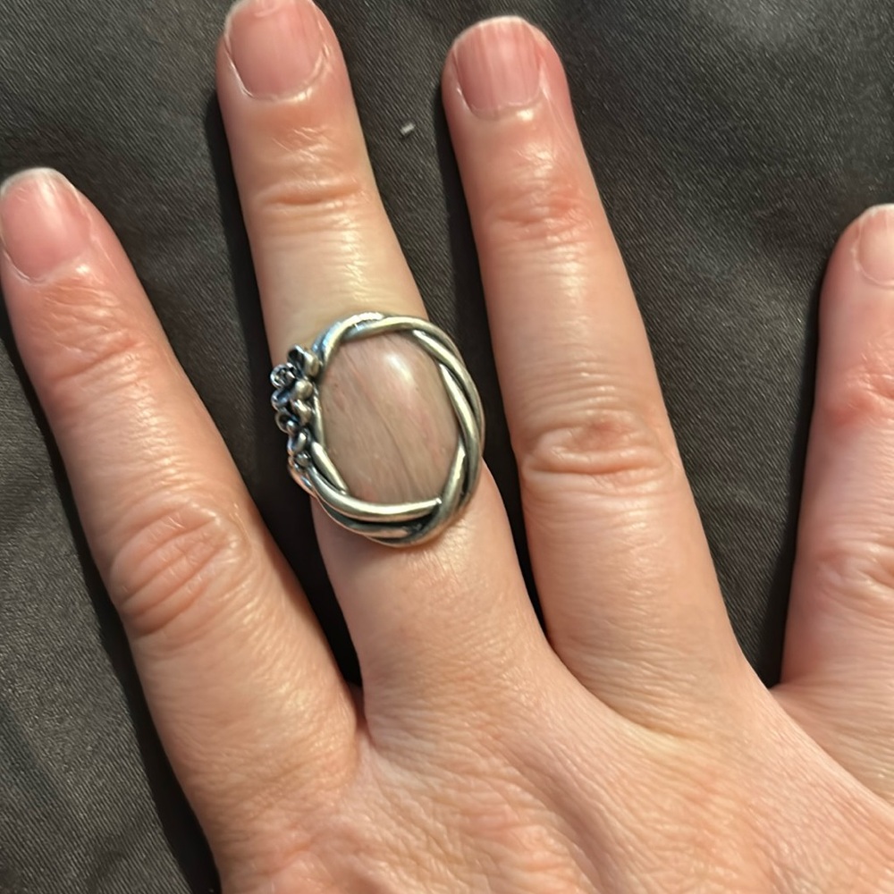 Pandora Wanda's Garden Silver Rhodonite Ring Retired sz 52